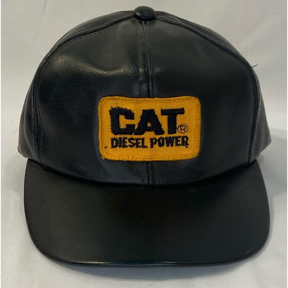 Caterpillar CAT Diesel Power Vtg RARE Naugahyde‎ Snapback Hat